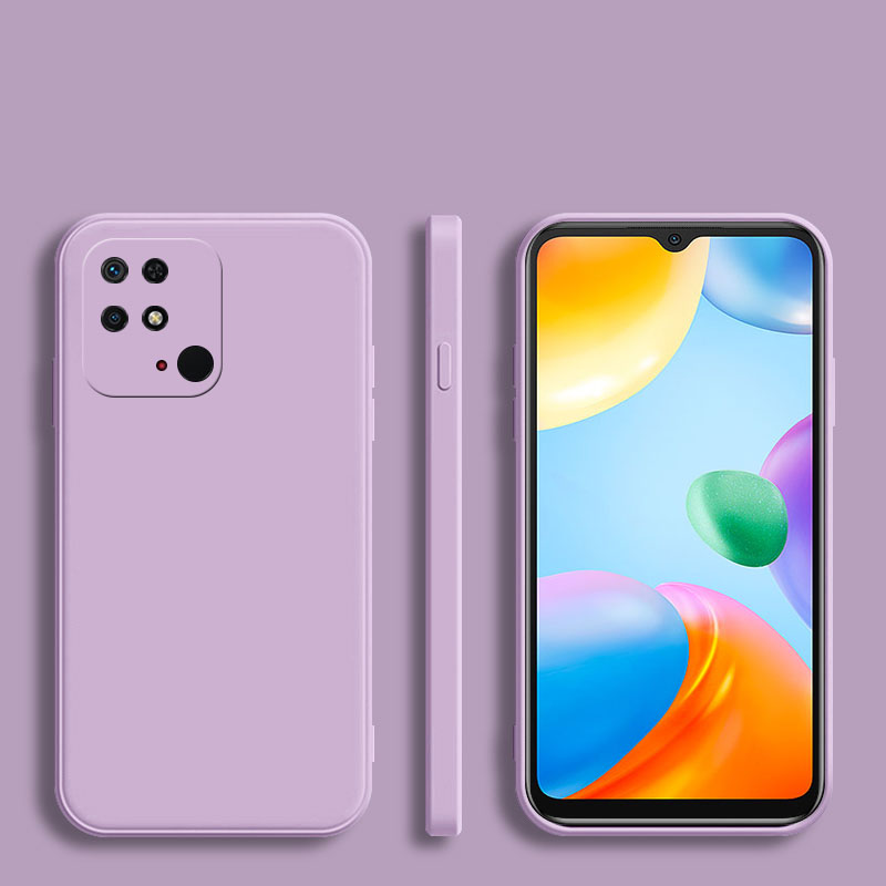 quadratischer Rahmen Silikon Handy hülle für xiaomi redmi 10 10a 10c Coque Voll schutz funda weiche matte Rückseite: Mikrofaser / Lila