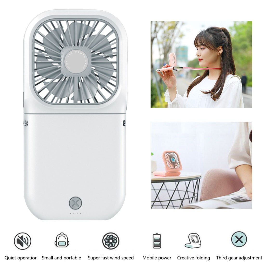 3000mAh Mini Fan Handheld Foldable Fan For Home Office Desk Speed Adjustable USB Rechargeable Fan Air Cooler Outdoor ventilator