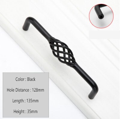 Vintage Antique Bronze Drawer Knobs Cabinet Handles Hollow Out Birdcage Handles Wardrobe Door Pullers Furniture Handle: Black C 128mm