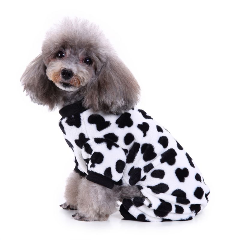Sällskapsdjur kläder kostym kamouflage ko mönster valp hund kläder sällskapsdjur varm pyjamas vinter fyra fot fleecepet kläder