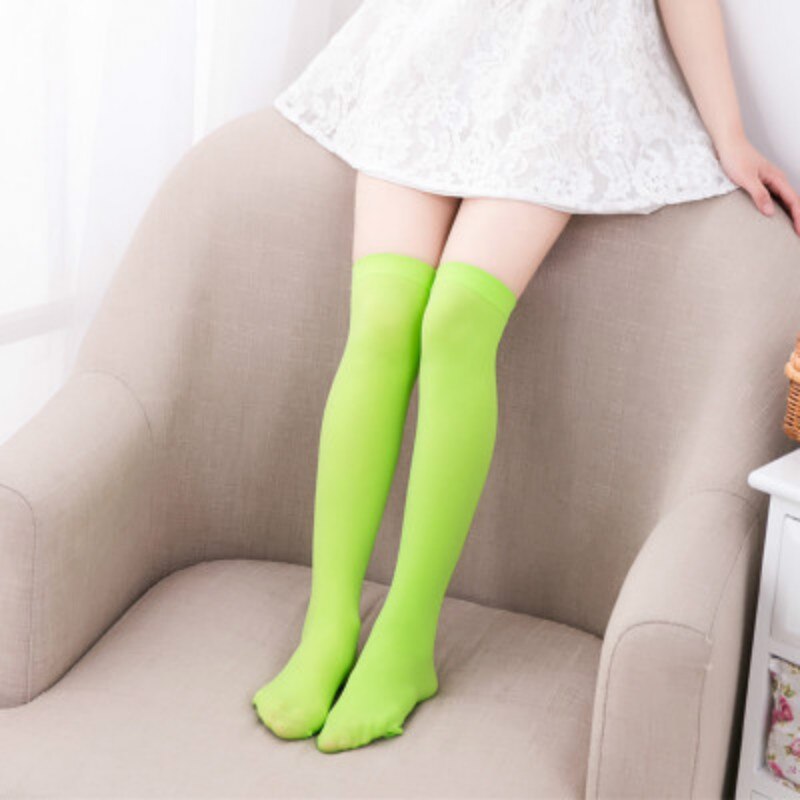 Estudiante de la rodilla de calcetines para bebé y niñas de Color sólido de terciopelo suave princesa cómodo niños la escuela de calcetines para uniforme: green