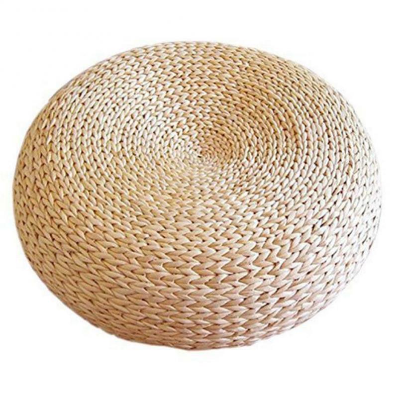 1 pièces paille naturelle Pouf rond Tatami coussin de sol coussins méditation Yoga tapis rond chaise coussin de style japonais