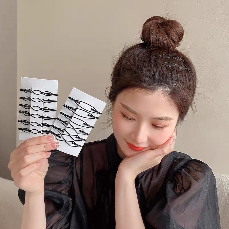 Horquillas onduladas para el cabello, pasadores negros de Metal, pasadores invisibles BB, accesorios para el cabello, 3/12 piezas