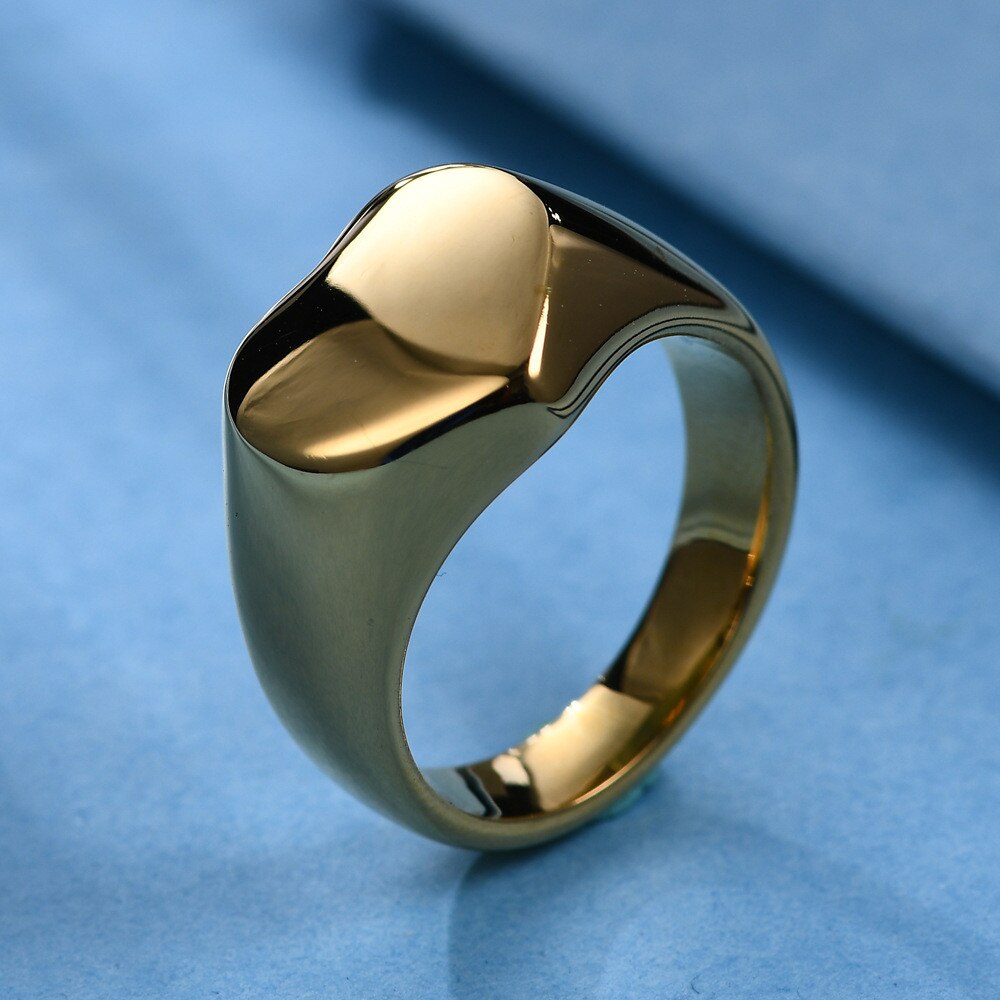 316L Stainless Steel High Polished Heart Ring For Women Gold Color Not Fade Woman Man Lover Rings