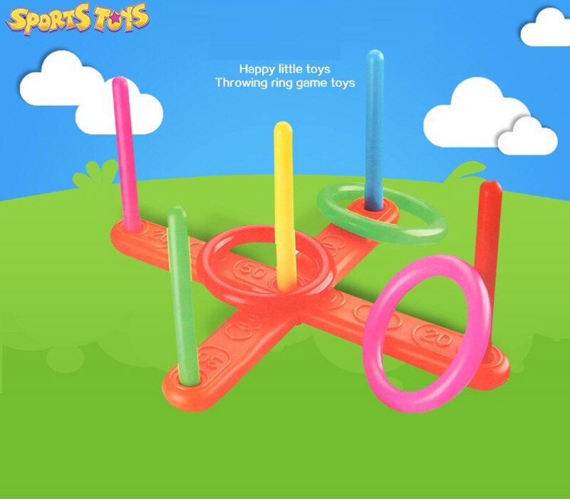 Funny Kids Outdoor Sport Toys Hoop Ring Toss Plastic Ring Toss Quoits Garden Game Pool Toy Outdoor Fun Set #YL