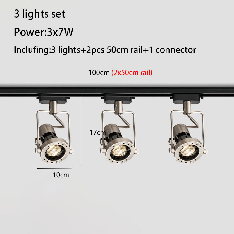 LED-Schienenleuchte Ich bin industriellen Stil, Schienenstrahler, Aluminium, gebürstetes Nickel, Farbe Deckenleuchte, ganzes komplettes einstellen, 3/4 Lichter, Wandwäsche