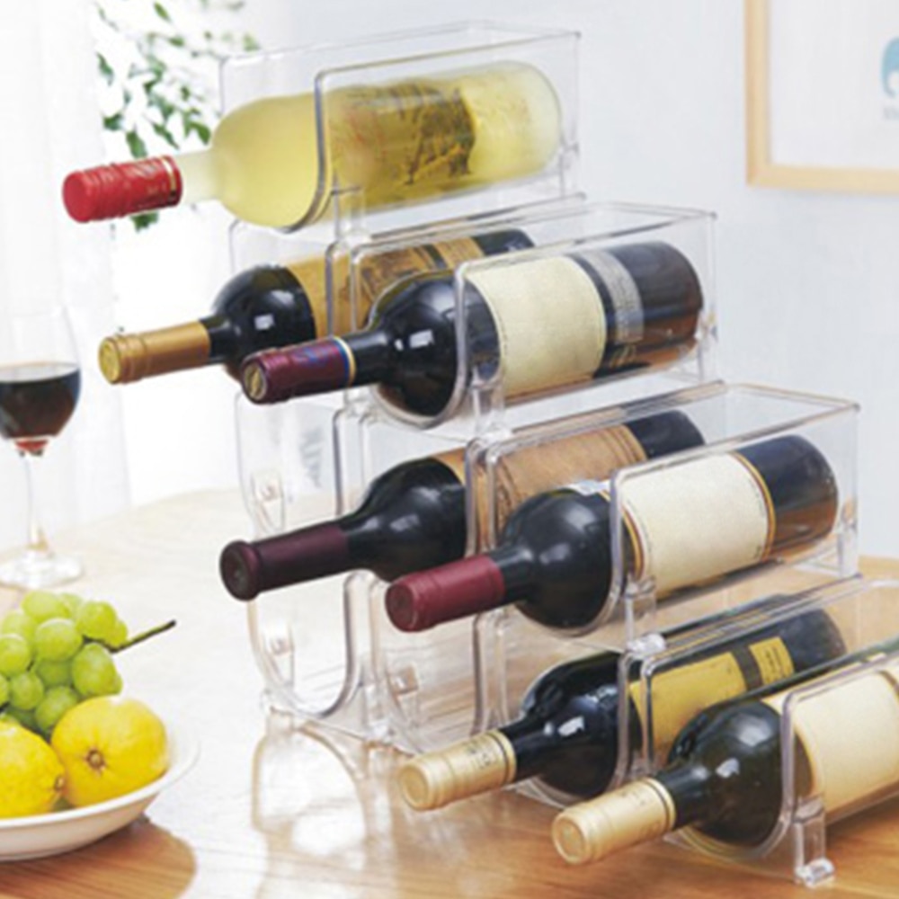 Estantes de plástico para botellas de vino, herramientas de almacenamiento de botellas de pie, organizadores de almacenamiento de estratificación Vertical, 1 ud.