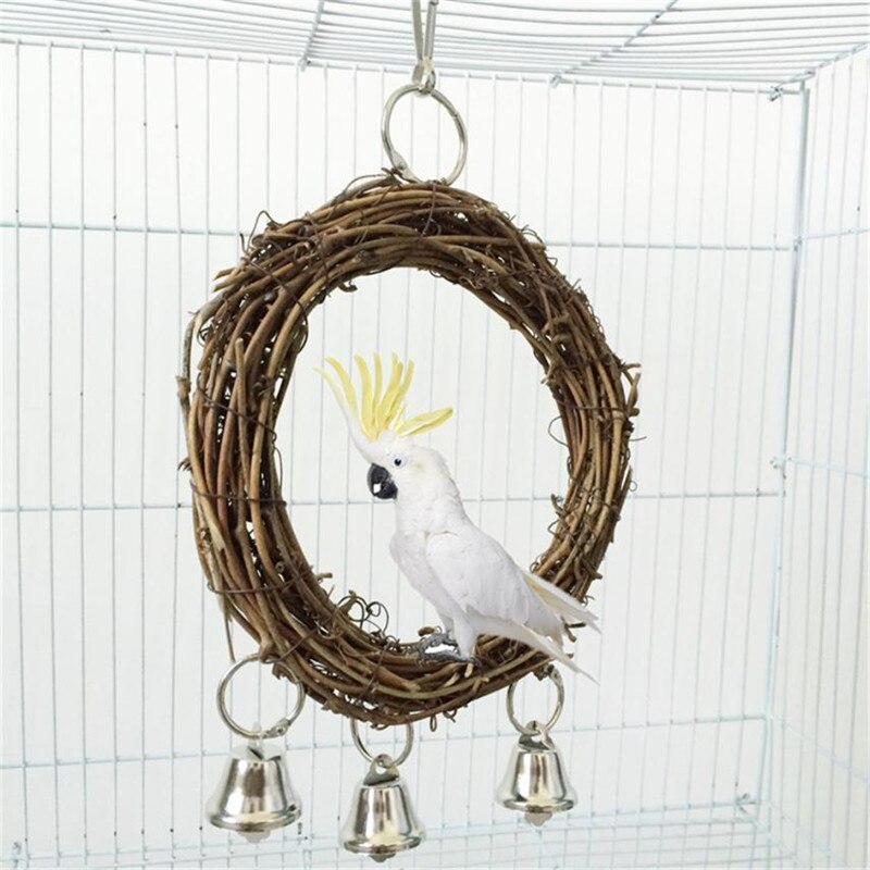 Houten Papegaai Speelgoed Vogel Stand Spelen Rack Schommel Hout Ring Voor Vogels Opknoping Speelgoed Met Bell Vogel Speelgoed Levert # t5P