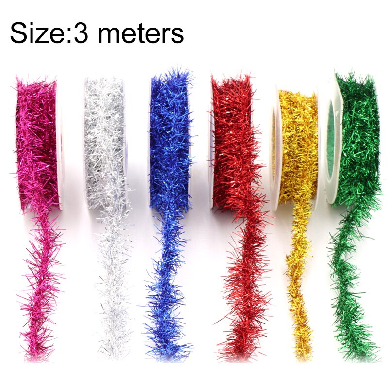 Cinta de alambre de Metal para decoración navideña, listón de imitación de alambre de Color, a cuadros, para Celebración de árbol de Navidad, 3 m/rollo