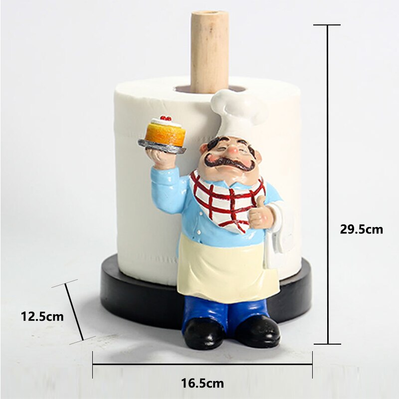 Hars chef-kok beeldjes met dubbele laag keukenpapier houder banketbakkerij restaurant keuken knutselen huisdecoratie kunst ornament: Taart vasthouden