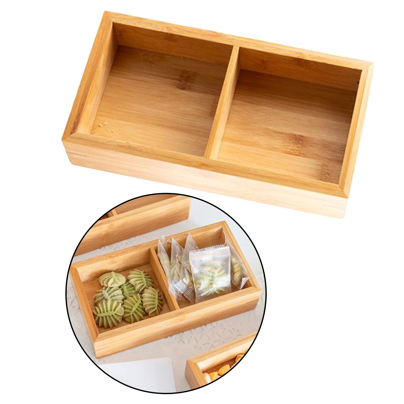 Wooden Snack Serving Tray Divided Condiment Aperitif, Light Candy Dish, Tray Compartment for Food Parties Cut Trays And: 22.5x12CM