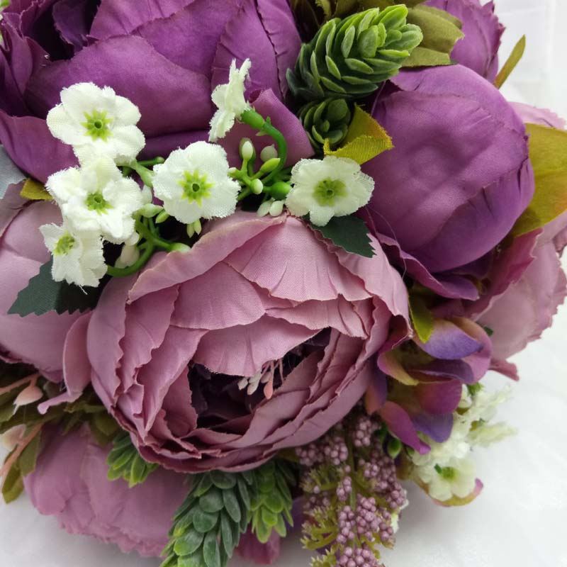 Purple artificial wedding bouquet bridal bouquet flower wedding party table garden decoration