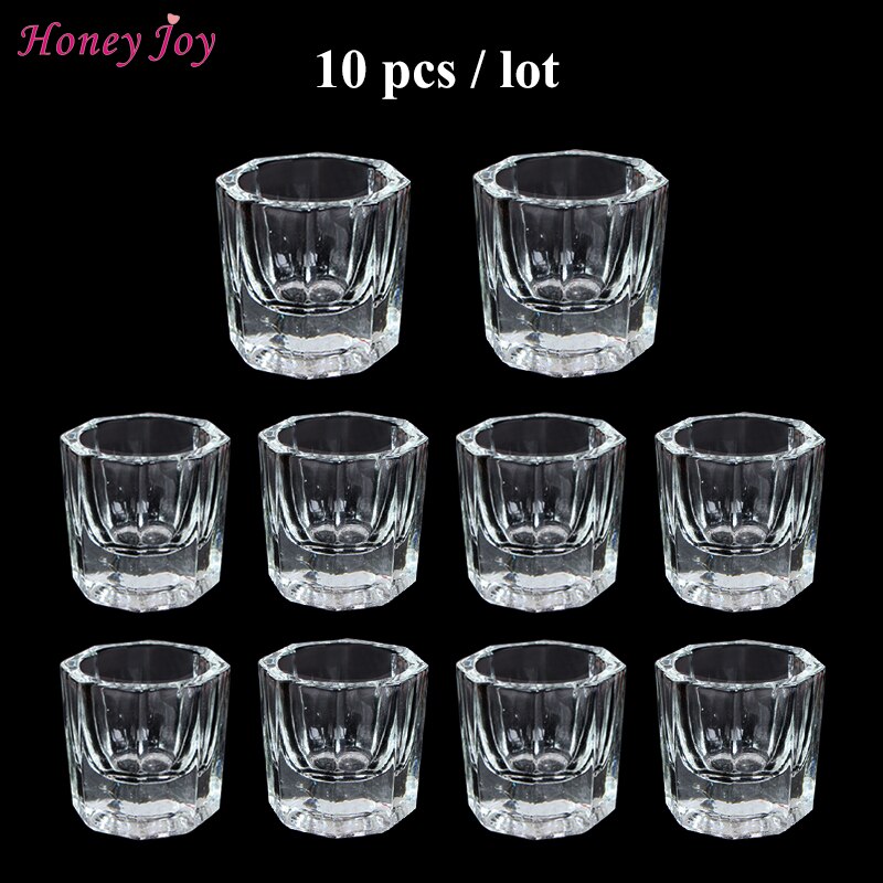 Honig Freude 1 teil/los Acryl Flüssigkeit Pulver Glas Dappen Gericht Kristall Glas Tasse Deckel Schüssel für Acryl Nagel Kunst ClearTransparent Bausatz: HJ-NAPB002-10Stck