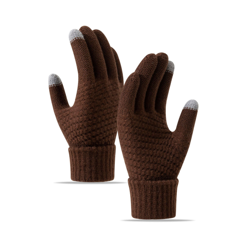 Winter Touch Screen Gloves Women Men Warm Stretch Knit Mittens Imitation Wool Full Finger Guantes Female Crochet Luvas Thicken: Yellow