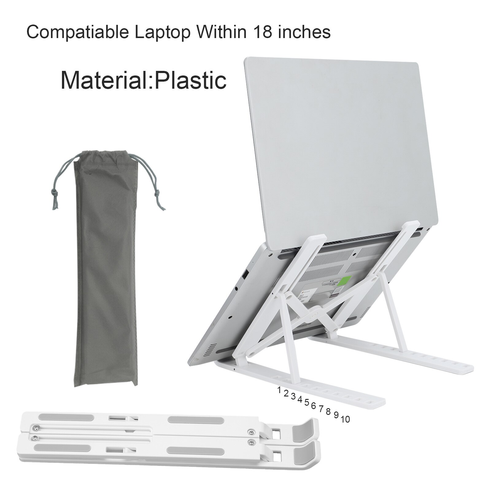 Portable Laptop Stand Foldable Notebook Support Laptop Base Computer Desk Holder Adjustable Bracket Home and Office Oragnizer: Type2 ABS White