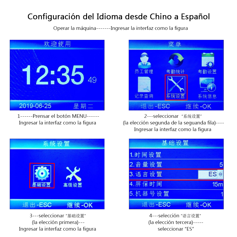 Biometryczny system frekwencji USB czytnik linii papilarnych zegar pracownik kontrola maszyna urządzenie elektroniczne hiszpańnarty angielski portugalski
