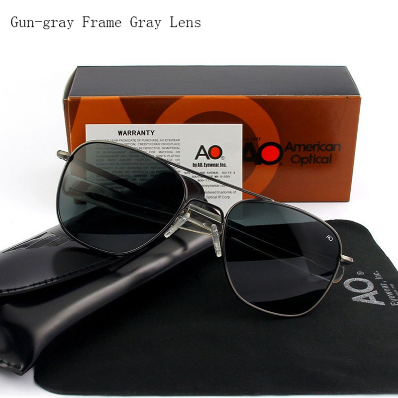 Pilot AO Sunglasses Men Brand AGX Tempered Glass Lens Sun Glasses Male: WHITE / Blue