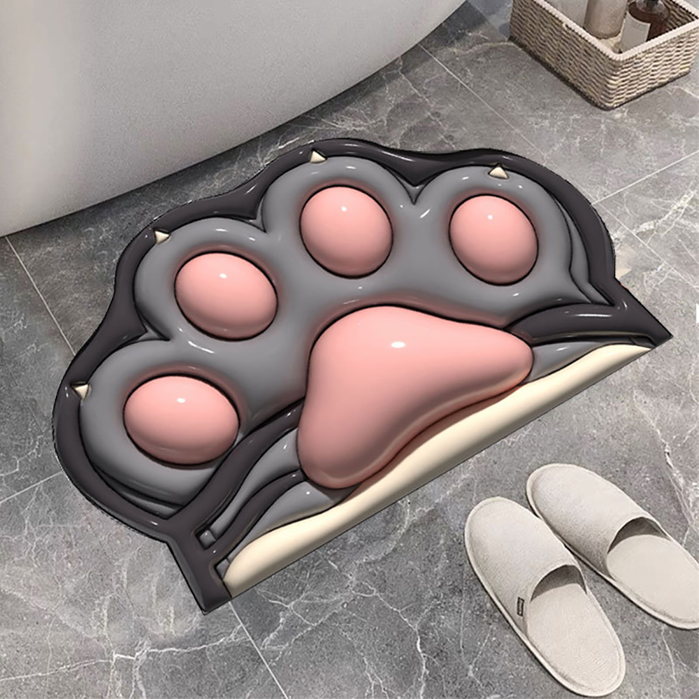 Diatom Mud Mat for Bathroom Cartoon 3D Mats Non-slip Carpets Quick-drying Floor Mats for Bathtub Side Floor Rug Shower Doormat: WHITE