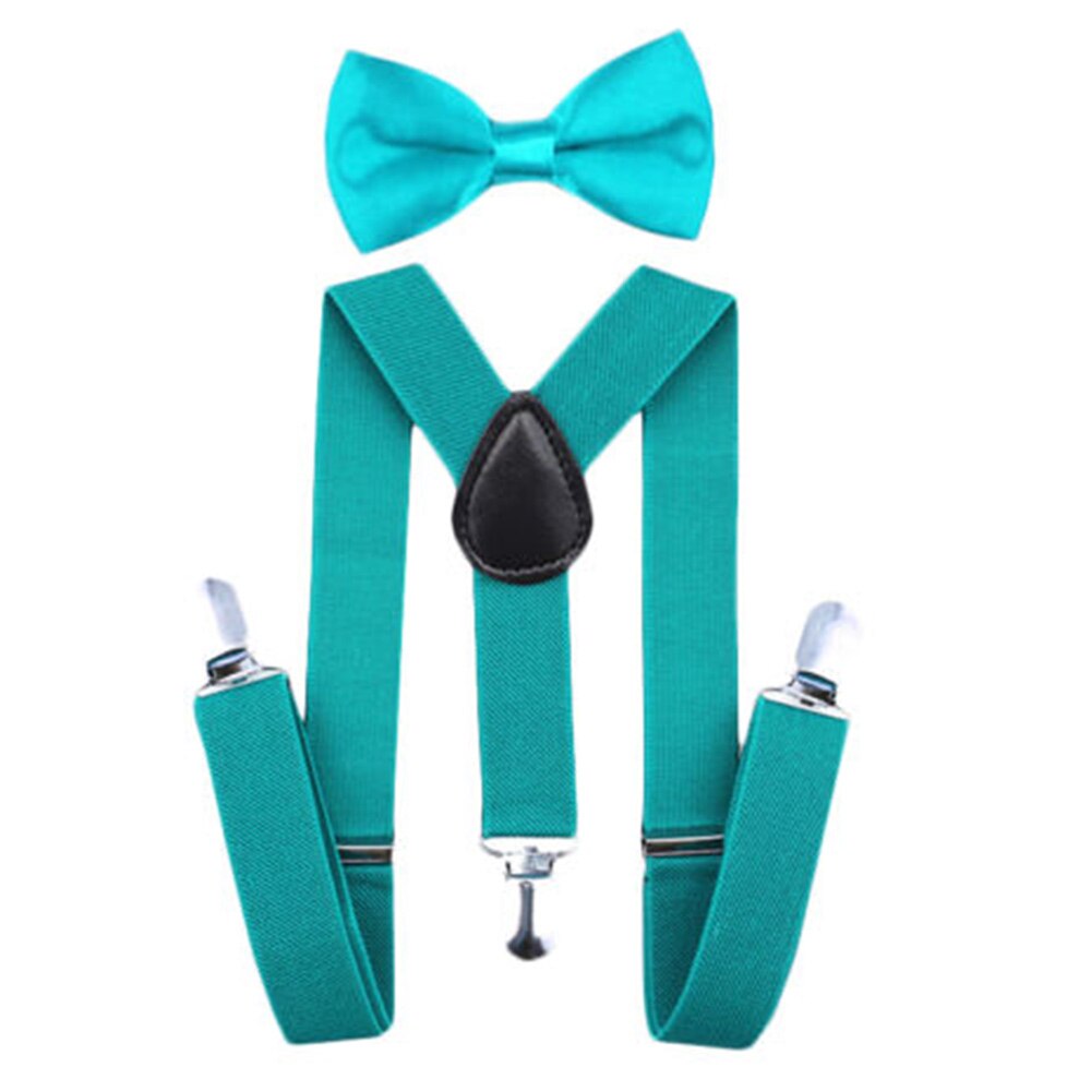 Kids Suspenders with Bowtie Ties Accessories Children Bow Tie Set Boys Braces Girls Adjustable Suspenders Baby Wedding: Peacock blue