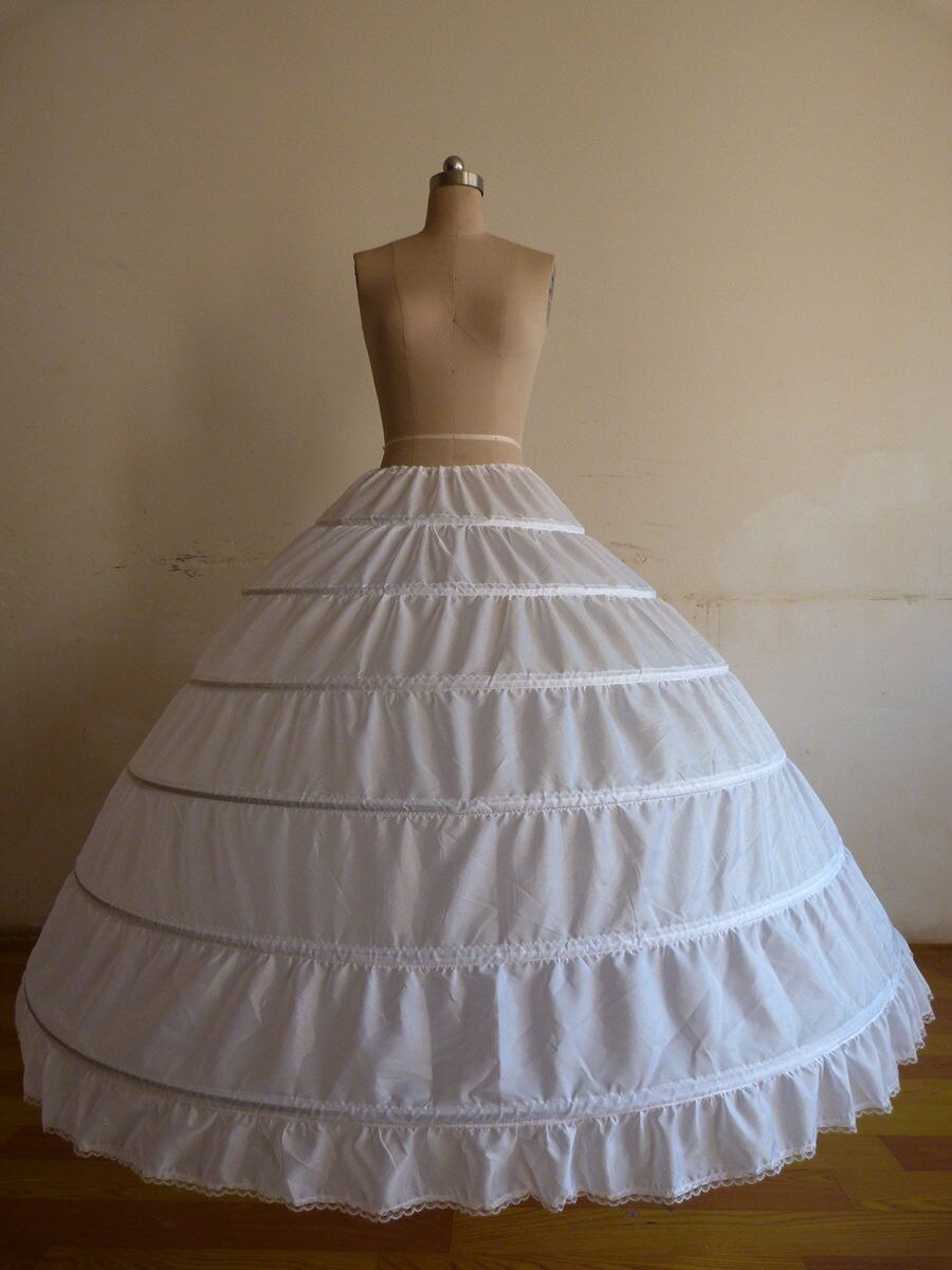 Wit/Zwart 6 Hoops Petticoat Crinoline Slip Onderrok Voor Trouwjurk Bruidsjurk In Voorraad