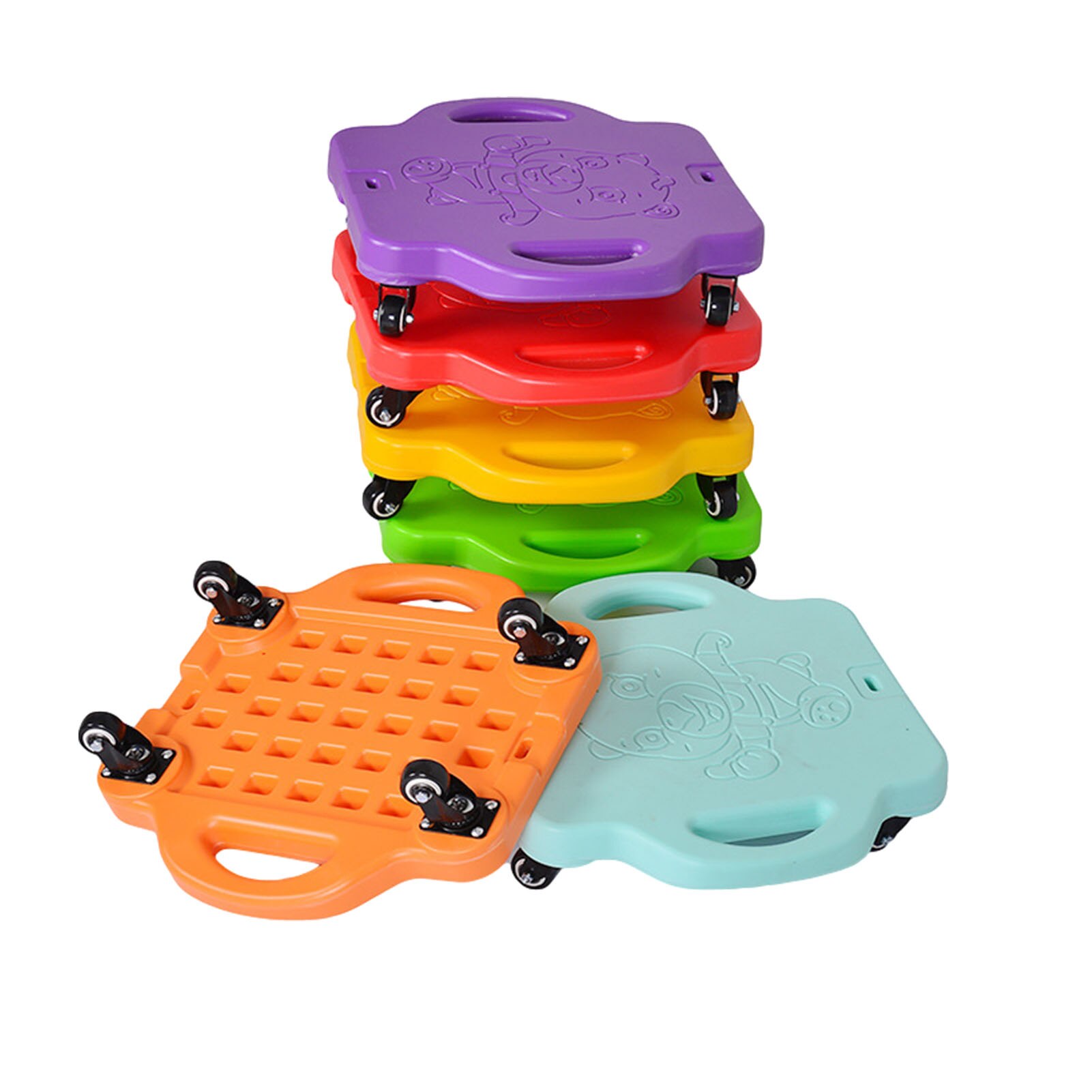 Kids Plastic Vier Wiel Scooter Board Met Handgrepen Scooter Board Met Wielen Balans Auto Scooter Outdoor Oefening
