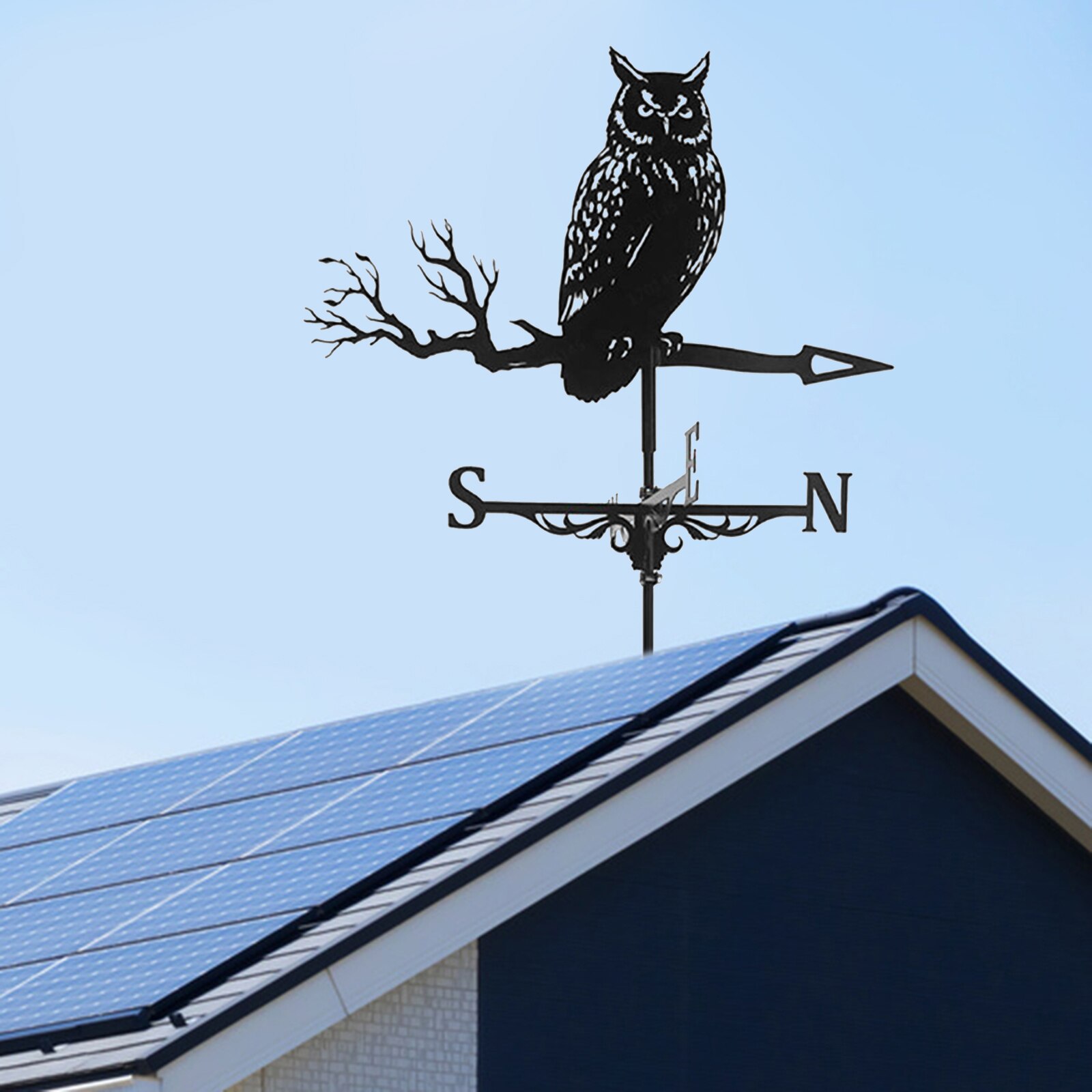Girouette météo en fer pour ferme, hibou en fer, scène rétro, piquet de jardin, outil de mesure , montage sur toit de cour
