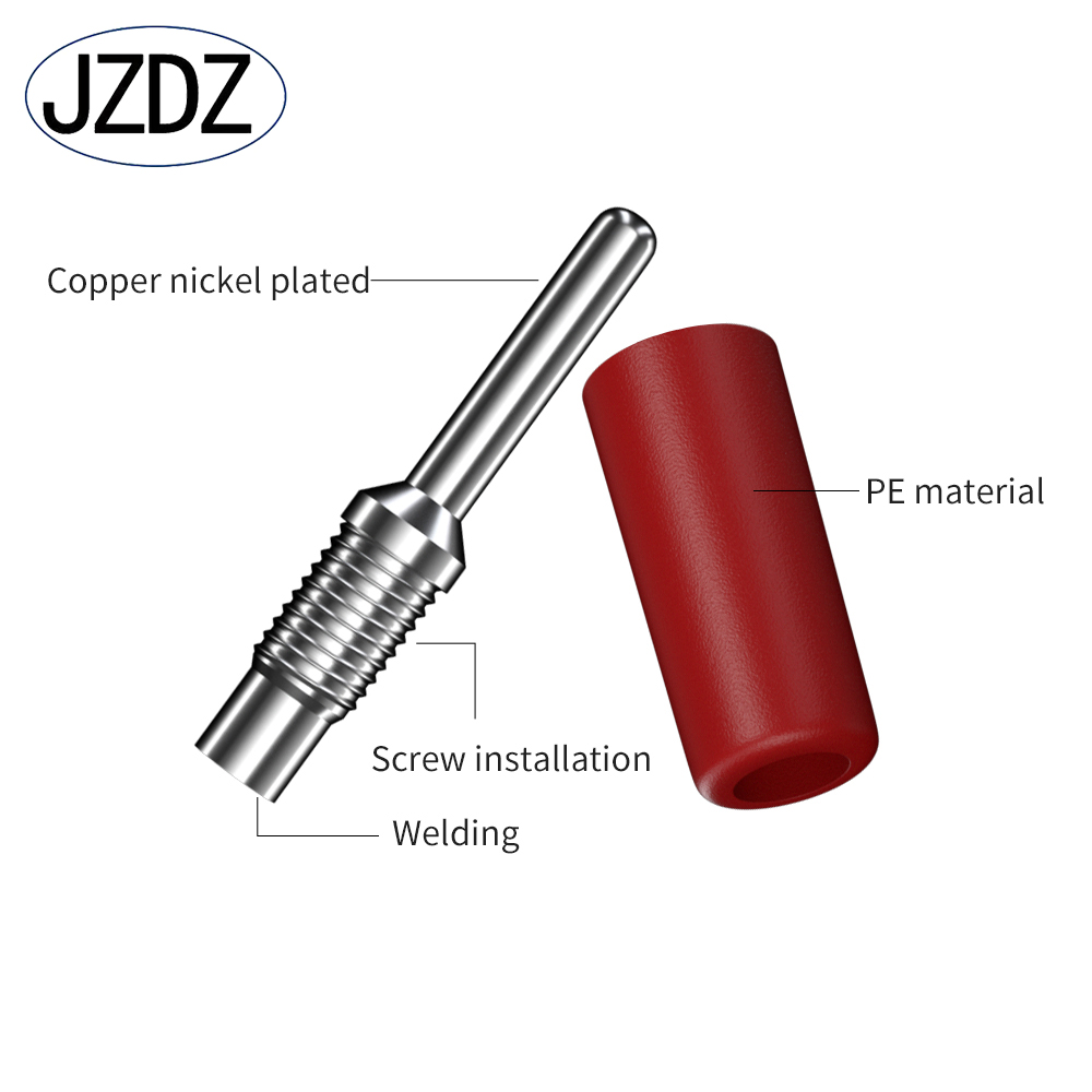 JZDZ 10 Stück 2 mm Bananenstecker Kupfer vernickelt elektrischer Steckverbinder Testzubehör 10001