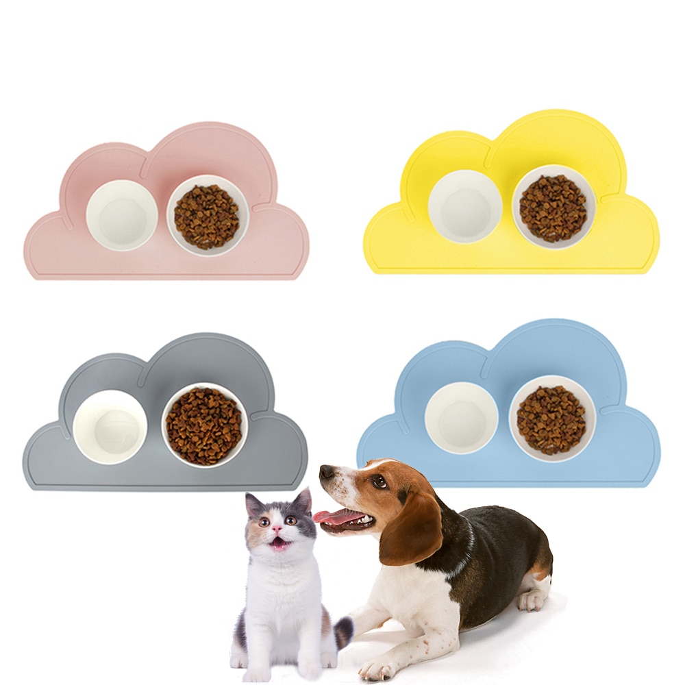 Silikone kæledyr hund placemat vandtæt sky form fodringsmåtte pad til kat let vask skål mad drikkevand kæledyr forsyninger