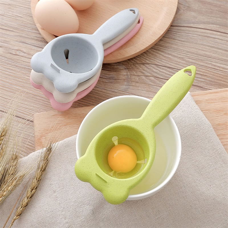 QueenTime separador de yema y clara de huevo Filtro de huevos de paja de trigo huevo de dibujos animados Extractor blanco accesorios de cocina bonitos Gadgets de cocina