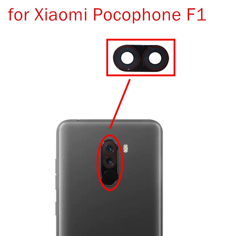 2 stks/partij voor Xiaomi Pocophone F1 Terug Camera Glazen Lens Belangrijkste Rear Camera Lens met Lijm Pocophone F1 Reparatie Reserveonderdelen onderdelen