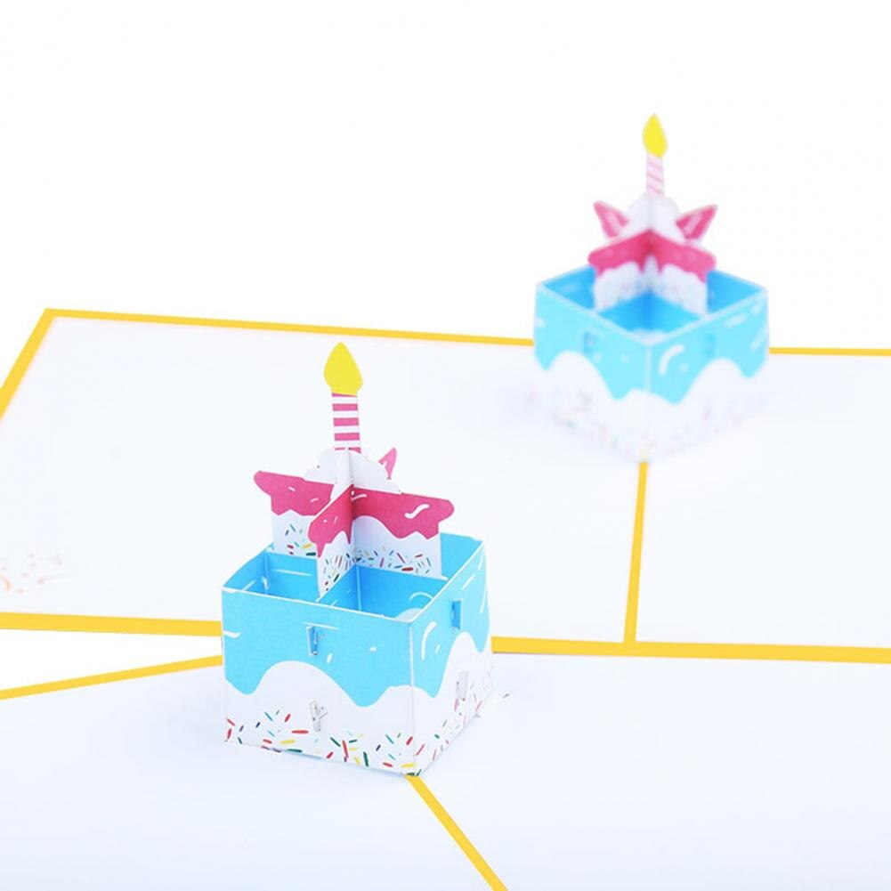 3D Greeting Invitation Card Handmade Paper Carved Birthday Cake Celebrate Supply Invitations Letter Greeting Cards