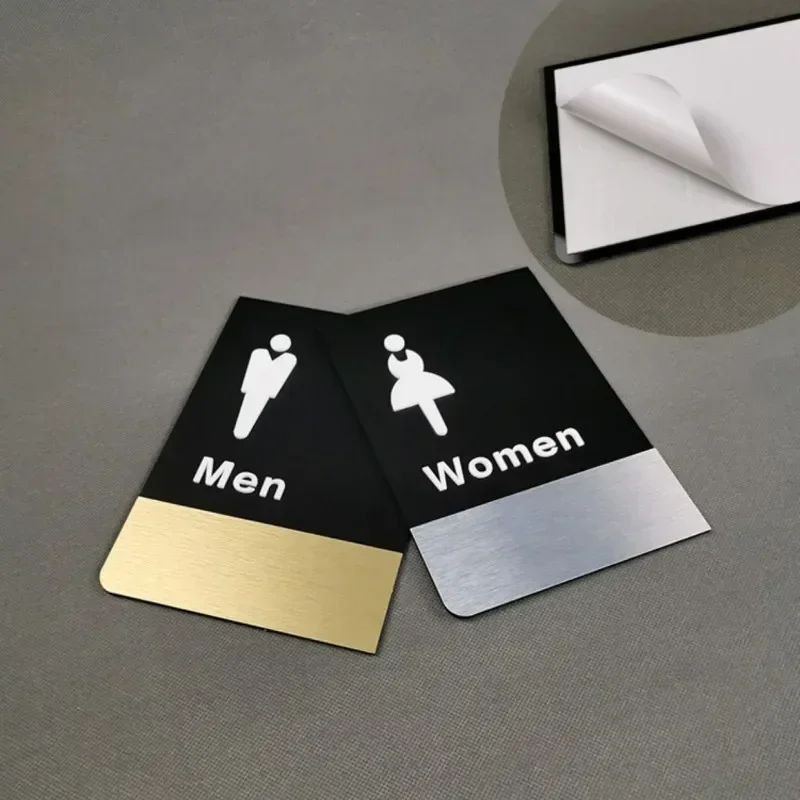 Letrero de puerta de doble cara para hombre y mujer, señal de recordatorio de baño montada en el lateral, señalización de inodoro para Hotel y WC