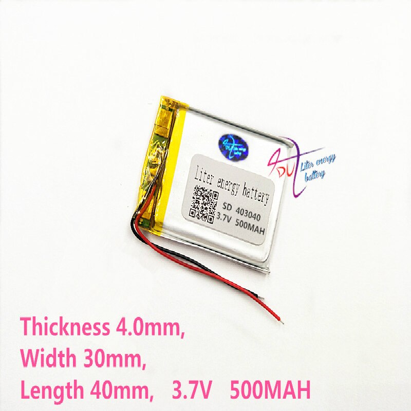 Polímero de la batería 500mah 3,7 V 403040 de casa inteligente MP3 altavoces Li-Ion batería para DVR GPS... mp3... mp4 celular teléfono altavoz