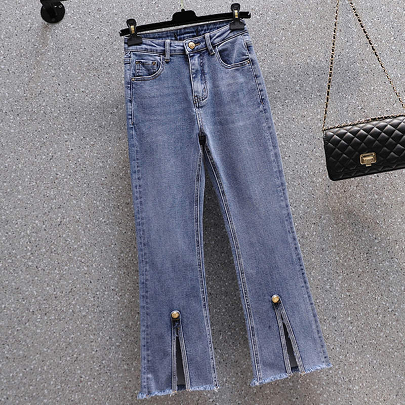 Nina Carter YY300 - Jean Taille Haute Femme Extensible Évasé Jambe Large - Look Usé Décontracté Chic