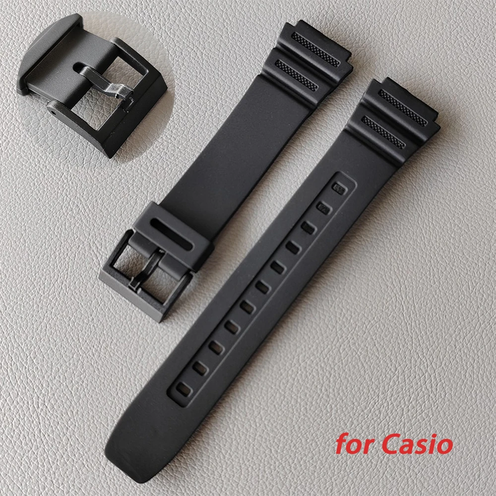 Gummiarmband för casio f -91w f105 f108 a158w a168 ae1200 ae1300 18mm resin ersättningsarmband svart sport herrarmband