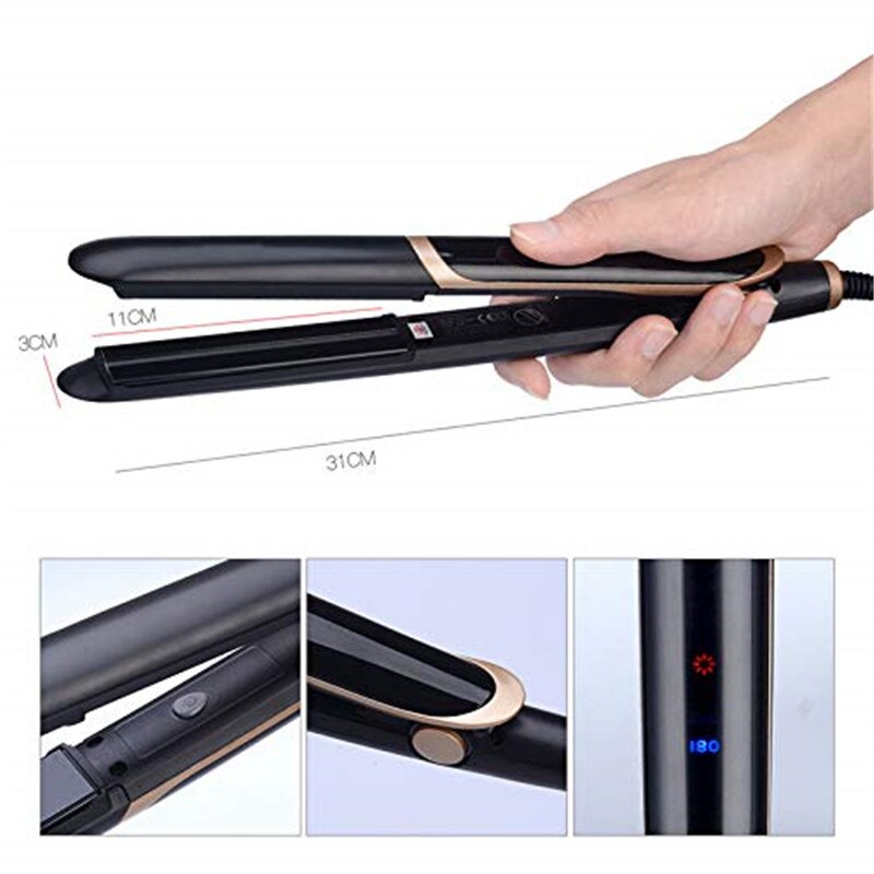 2 In1 Infrared Hair Straight & Curly Integrated Hair Flat Iron Negative Ion Hair Straightener LED Salon Styling Corrugation Iron