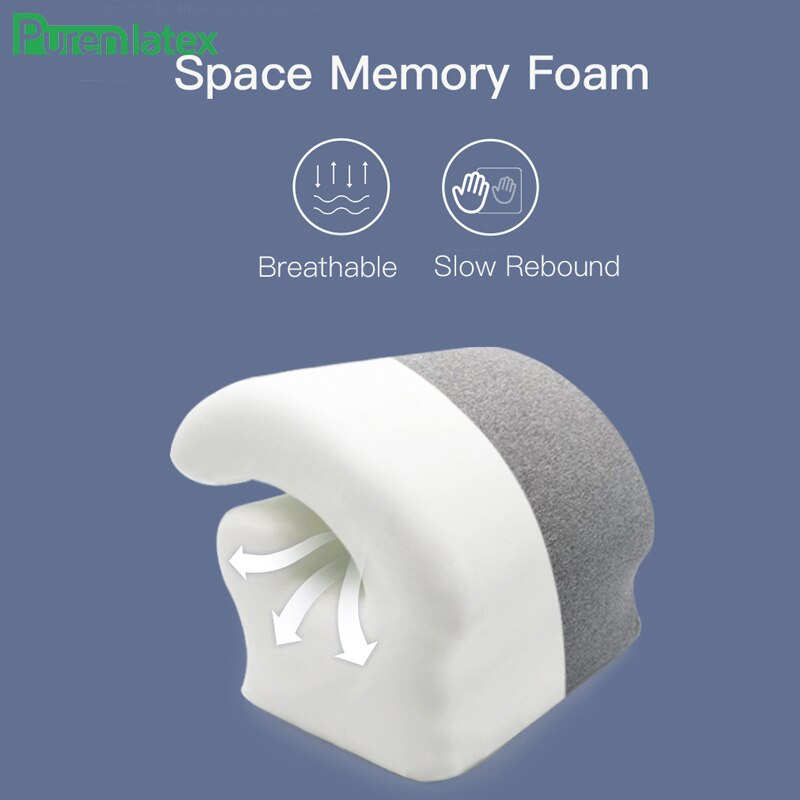 PurenLatex Nap Sleeping Pillow Memory Foam Nap Pillow School Desk Noon Sleep Pillow Cushion Slow Rebound Orthopedic Neck Pillow