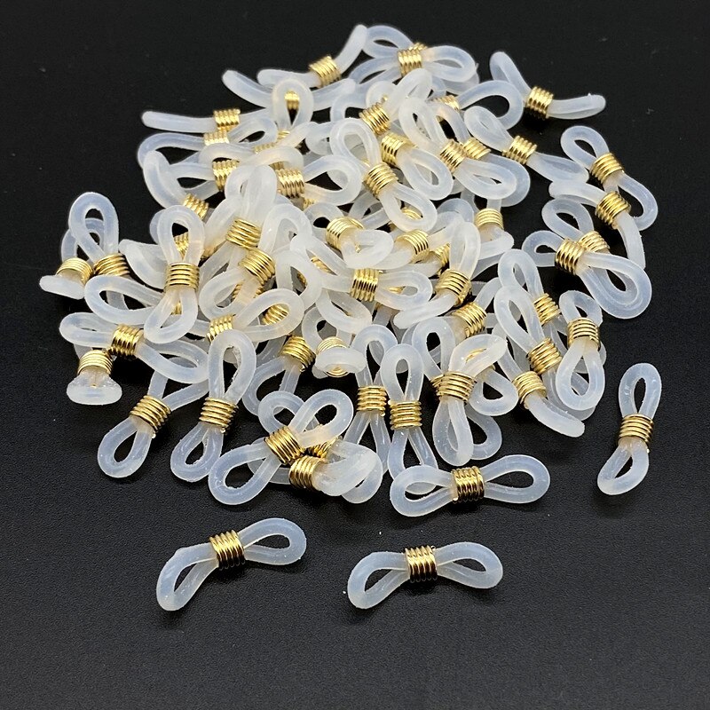 100 sztuk/partia okulary łańcuch gumy silikonowej pierścień antypoślizgowe DIY złącze pasek oczka liny okulary przewód akcesoria: White (Gold)