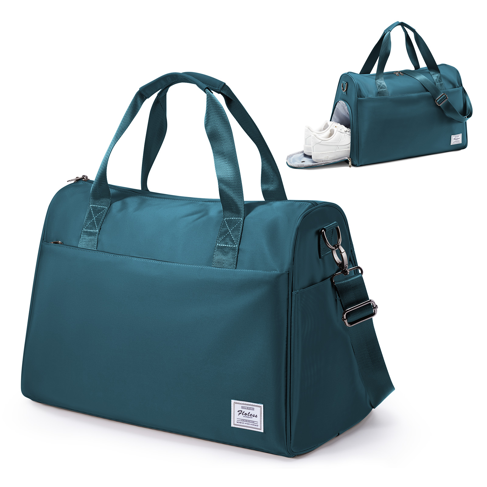 Bolsa de viaje para hombre, bolsa de equipaje con compartimento para zapatos, impermeable, para gimnasio, de noche, para avión: Azul