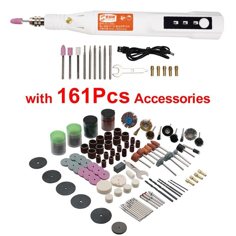 Dremel Engraver Electric Grinder Micro Rotary Tool Grinding Machine Battery Engraver Mini Driller Electric Grinder Power Tools: 161PCs