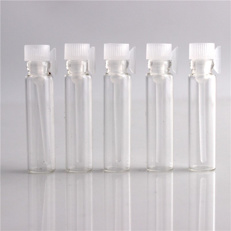 100 stk 1ml 2ml 3ml parfume prøve mini flaske tomme glas hætteglas dråber beholder laboratorium væske duft prøveglas: 1ml ( gennemsigtigt låg