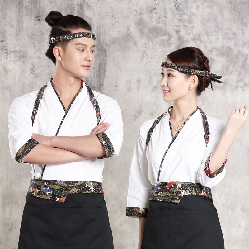 Uniforme de chef japonés, chaquetas de cocinero, uniforme de chef japonés, uniforme de sushi japonés, ropa para hombre y mujer, servicio de chef