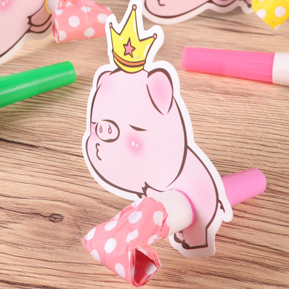 10 Stuks Blowout Fluitjes Kids Cartoon Noisemakers Juichen Props Verjaardag Feestartikelen: Pig 