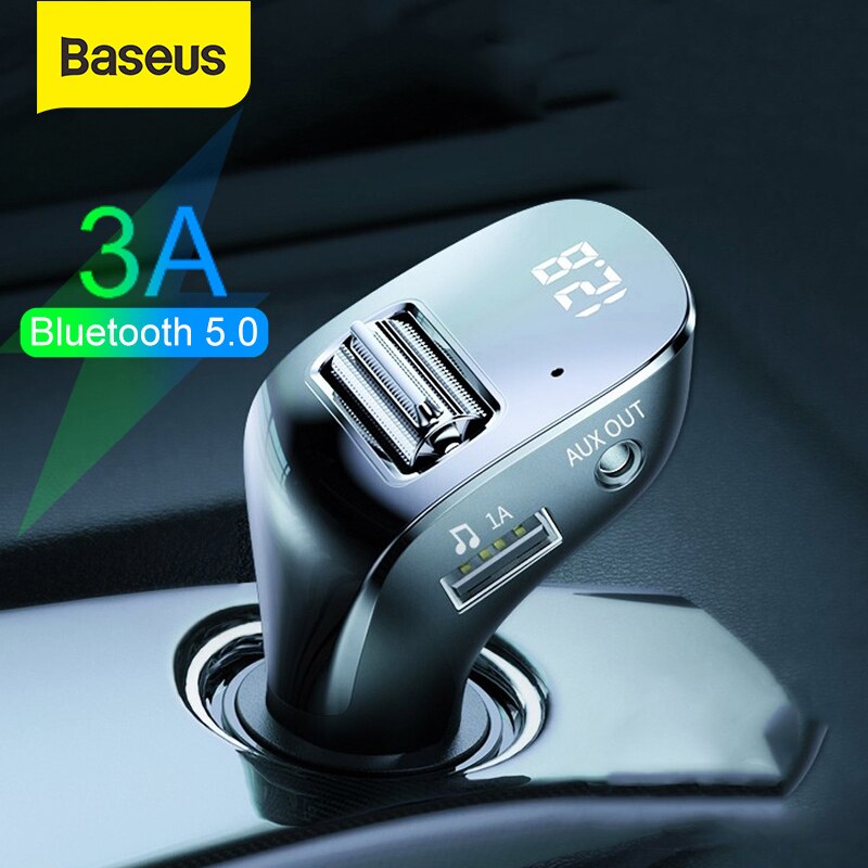 Baseus Usb Car Charger Bluetooth 5.0 Fm-zender Voor Mobiele Telefoon Aux Modulator Bluetooth 5.0 Handsfree Audio MP3 Speler