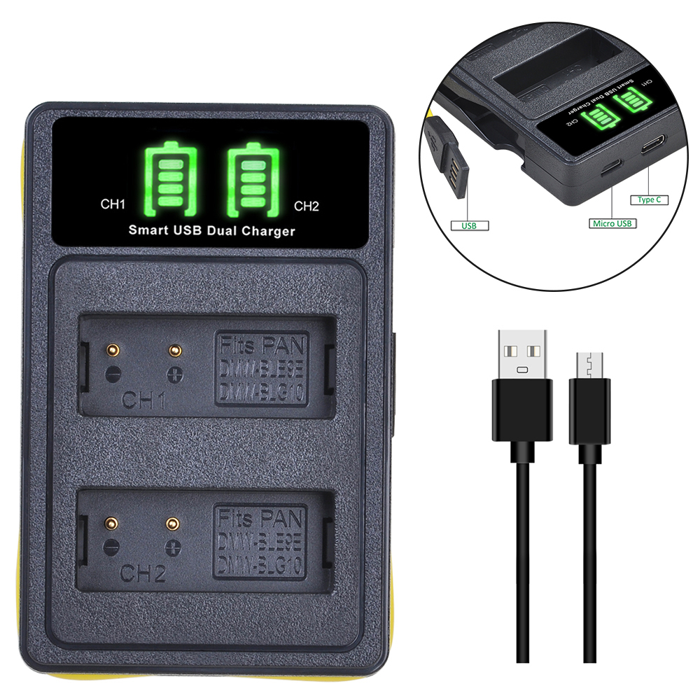 Batterie avec chargeur, pour Panasonic Lumix DMC TZ100 GX9 TZ80 TZ90 GX80 GX7 LX100 DMW-BLG10 Mark II, DMW-BLE9 DMW-BLE9E DMC-GX80: 1x Charger