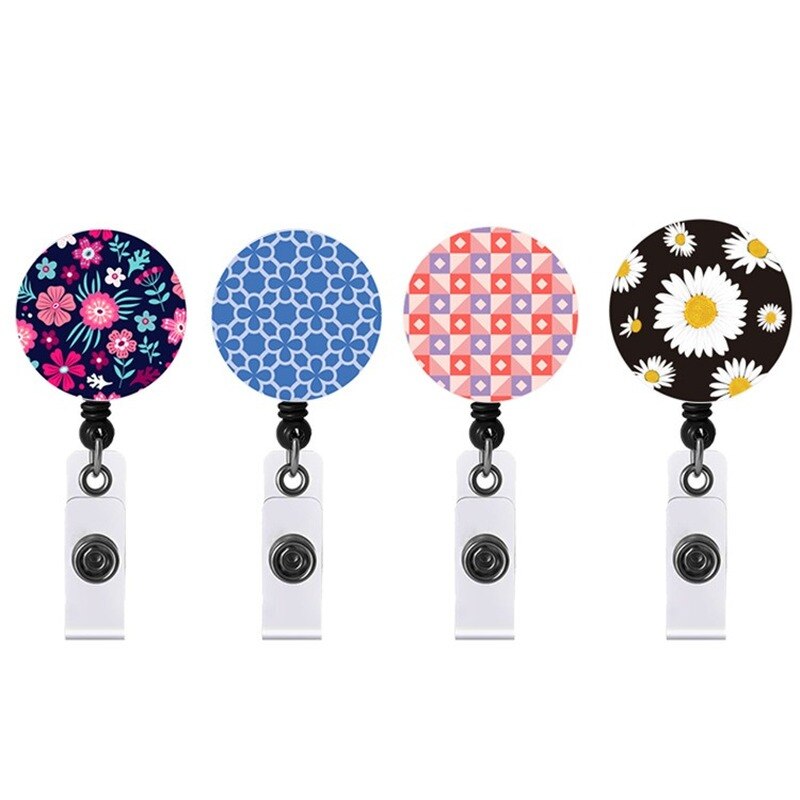 Bloem Zakelijke Creditcard Houder Plastic Werknemer Card Cover Student Lanyard Intrekbare Pull Clip Badge Id Naam Card Case