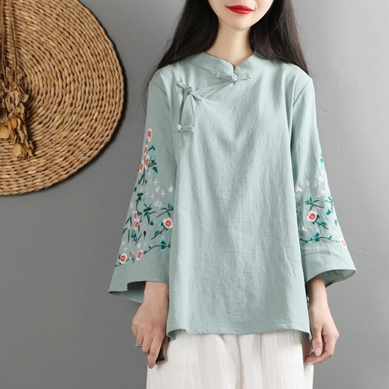 ropa de mujer Tops bordados Tang traje chino camisas de estilo tradicional Qipao Cheongsam blusa para mujer 10237: 6