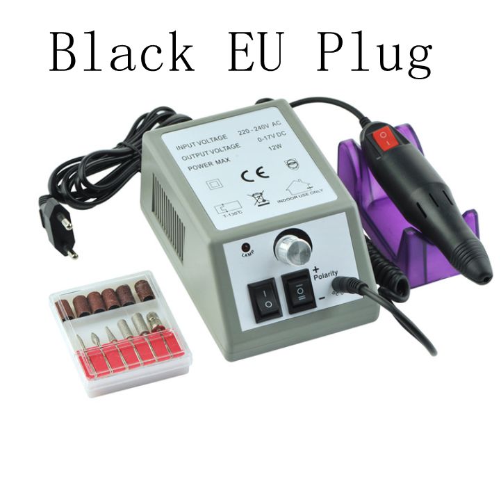 20000RPM Manicure Machine Electric Nail Drill Machine Milling Nail Art Cutters Equipment Set Nails Drill Bit Tools Accessories: Black EU Plug