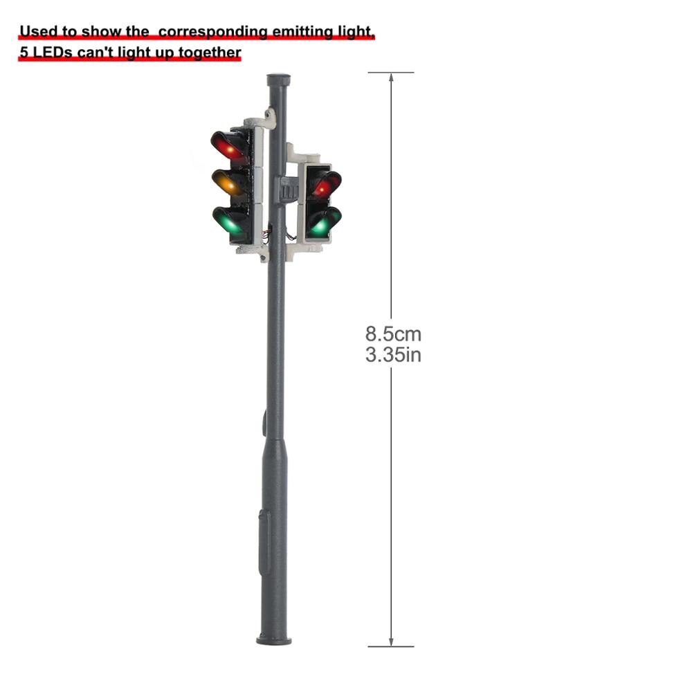 2pcs Model Traffic Singal Red/Green and Red/Yellow/Green Road Crossing Block Signal Light 5-LEDs HO OO O I G Scale Free Resistor: O Scale
