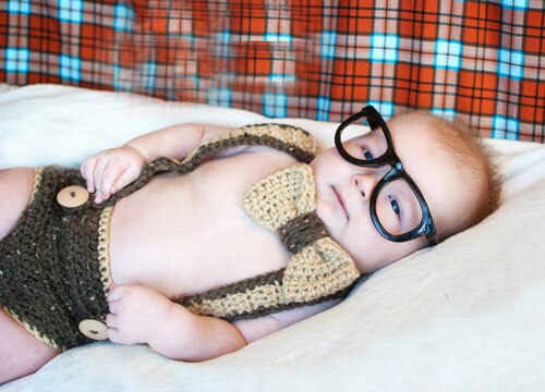 Babyjongen gehaakte bretels luier luierhoesje met strik kledingset foto rekwisieten gehaakte babykostuumset  h194- z